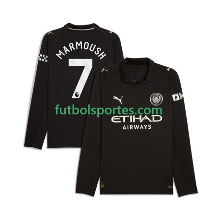 Camiseta Manchester City Omar Marmoush 7 Segunda Equipación 2025/2026 Manga Larga